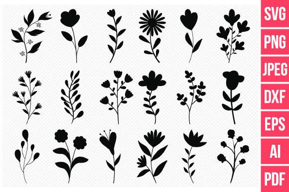 Download 18 Wildflowers Svg Hand Drawn, Botanical - Draw Collection