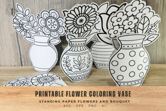 Download Printable Flower Coloring Vase Set - Printable Collection