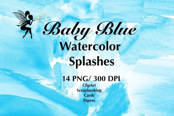 Download Baby Blue Watercolor Splashes, Clipart - Baby blue watercolor Collection