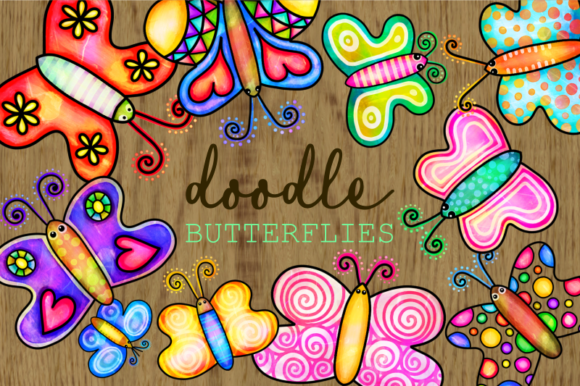 Download Hand Drawn Doodle Watercolor Butterflies - Draw Collection