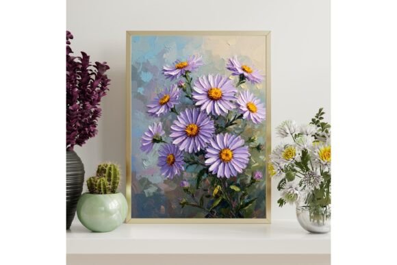 Download Purple Aster Painting Printable Wall Art - Printable Collection
