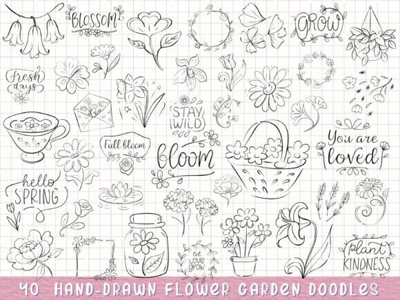 Download Hand Drawn Flower Garden, Spring Floral - Draw Collection