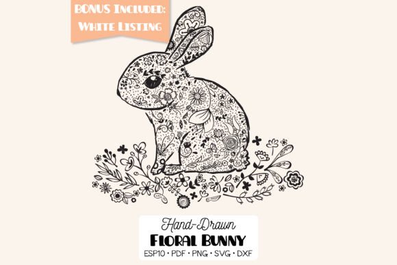 Download Floral Bunny with Wreath | Hand Drawn - Draw Collection