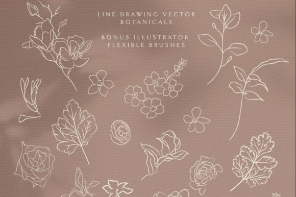Download Line Drawing Botanicals, Plants. Wreath. - Draw Collection