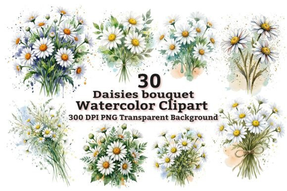 Download Elegant Watercolor Daisy Bouquet Clipart - Daisy bouquet clipart Collection