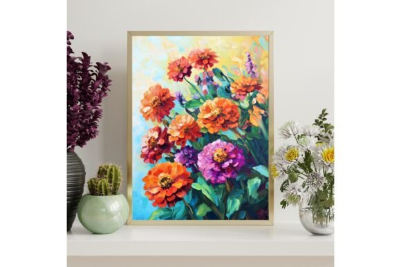 Download Colorful Zinnia Flowers Printable Wall - Printable Collection